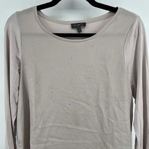 The Limited Women's Size Small Top Tan Beige Rhinestone Embellished 3/4 Sleeve